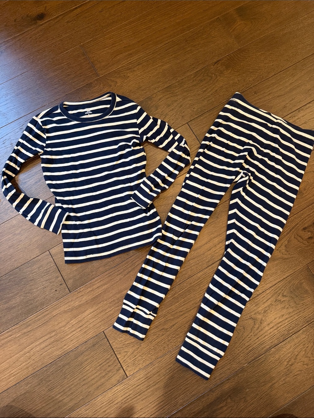 GAP Navy and White Striped Kids Pajama Set - Long Sleeve Top & Pants Size 8